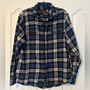 Orvis Mens Medium Blue Plaid Shirt/Shacket